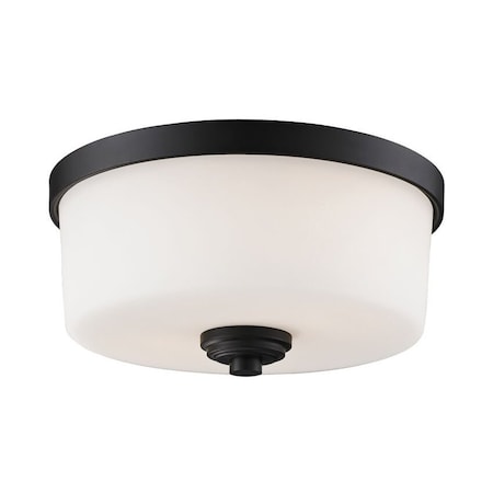 Z-Lite Arlington 2 Light Flush Mount, Bronze & Matte Opal 220F2